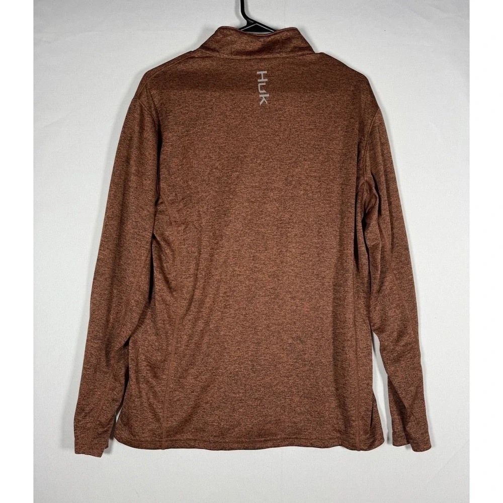 NWT HUK Shirt Mens Small Heather Burnt Orange Coldfront 1/4 Zip Fishing Pullover - Picture 4 of 7